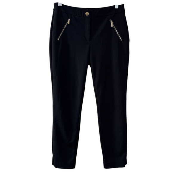 Karl Lagerfeld Pants - Karl Lagerfeld Ankle Pant faux leather trim angled zipper pockets womens 4
